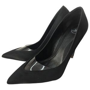 Missguided Black Satin Stiletto Heels Pumps Size 8